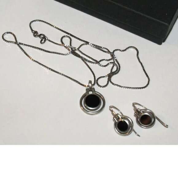 SU Sterling Silver 925 Necklace with Pendant & Earrings Set - 23 in - Picture 8 of 10